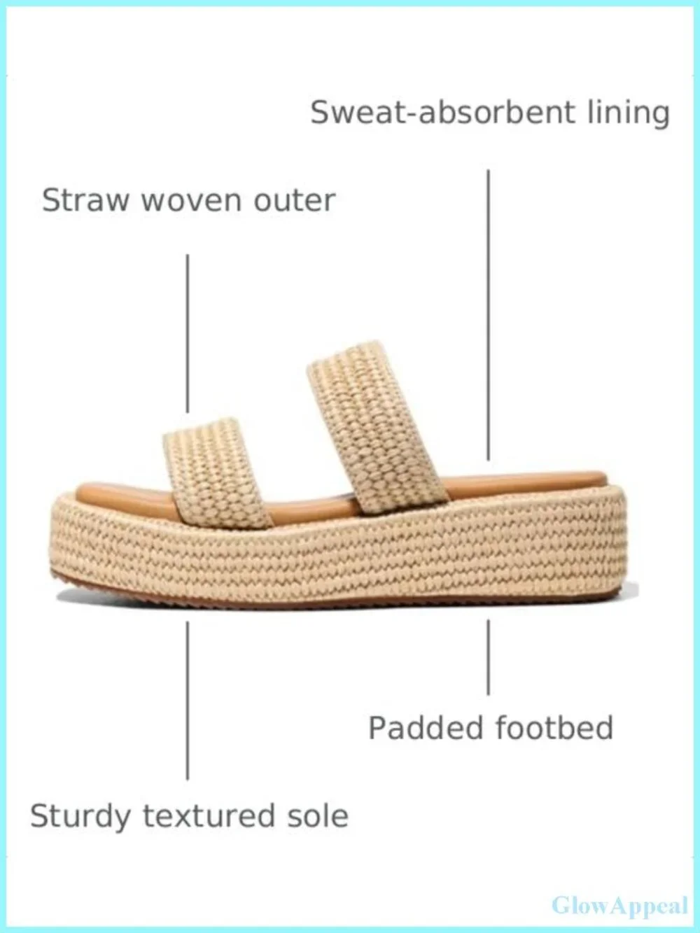 Platform Sandals Raffia Espadrille Wedge Heel Beach Summer Shoes